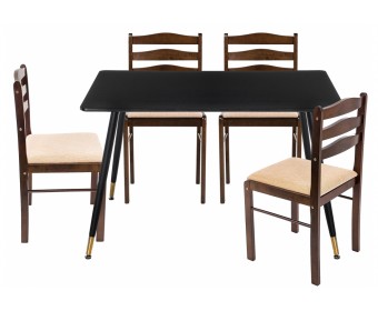 Обеденная группа Нолд black / dirty oak / beige