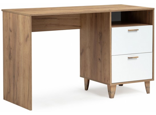 Письменный стол Эго Ст-3 на ножках 130х52,6х81,1 дуб крафт золотой / белый глянец в Кургане