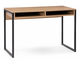 Письменный стол Леон Лофт 110х55х75 черный матовый / дуб вотан