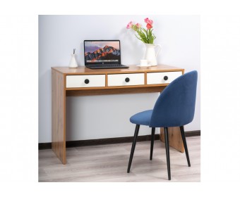 Письменный стол Николетта 3 ящика 110х50х75 белое тиснение / дуб вотан