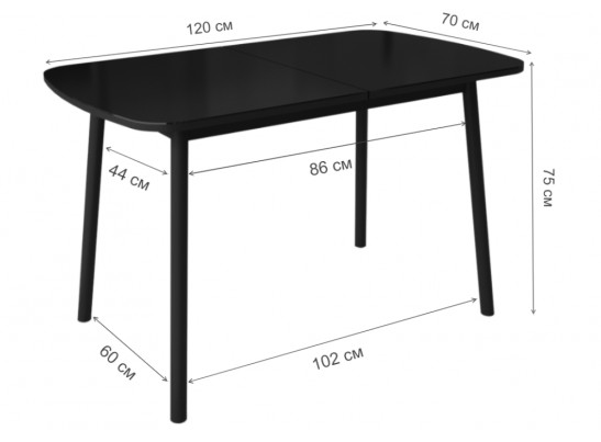 Стеклянный стол Агат черный / черный в Кургане