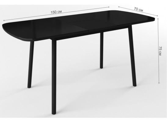 Стеклянный стол Агат черный / черный в Кургане