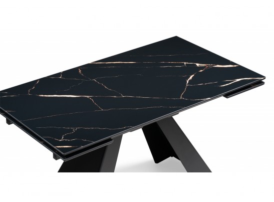 Стеклянный стол Торвальд 140(200)х80х77 обсидиан / черный в Кургане