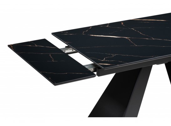 Стеклянный стол Торвальд 140(200)х80х77 обсидиан / черный в Кургане