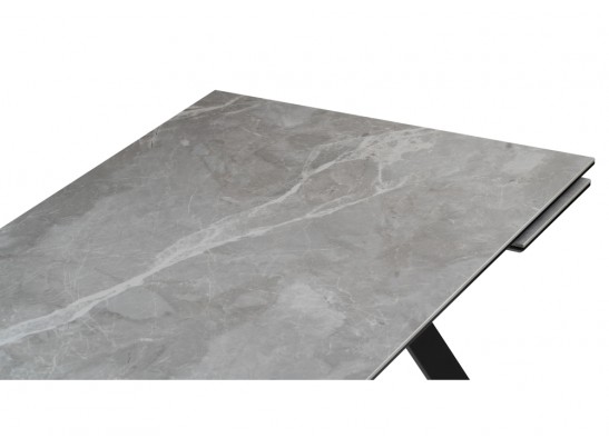 Стол Габбро 120(180)х80х76 серый мрамор / черный в Кургане