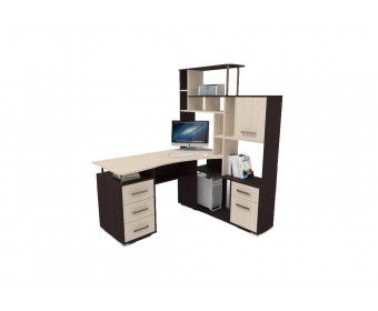 Стол компьютерный Джаз-15 правый венге / дуб молочный