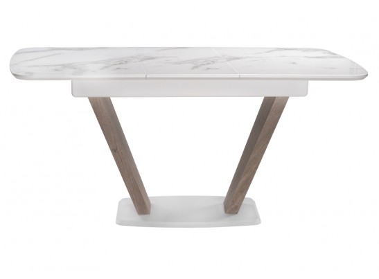 Стол на тумбе Петир 120(160)х80х75 белая шагрень / дуб с пилением в Кургане