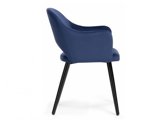Стул на металлокаркасе Апри микровелюр темно-синий / черный глянец в Кургане
