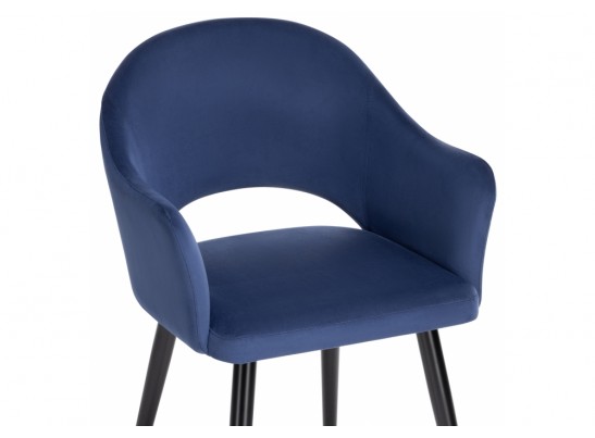 Стул на металлокаркасе Апри микровелюр темно-синий / черный глянец в Кургане