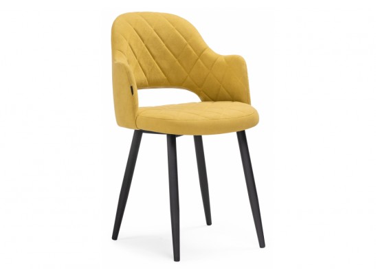 Стул на металлокаркасе Гутрид ромбы спереди горчичный / черный каркас в Кургане