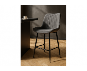 Полубарный стул Вейв темно-серый / черный