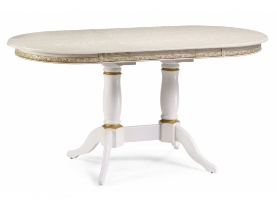 Деревянный стол Кантри 120(160)х80х75 слоновая кость с золотой патиной в Кургане