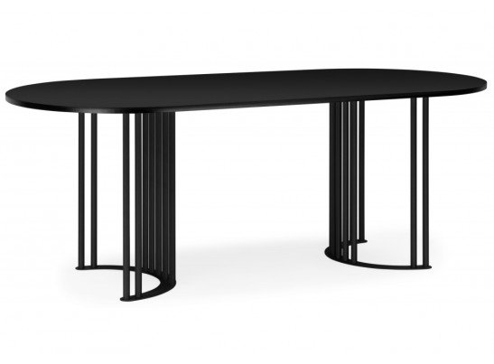 Деревянный стол Хьюго О 200 х 90 черная шагрень пленка / черные ноги в Кургане