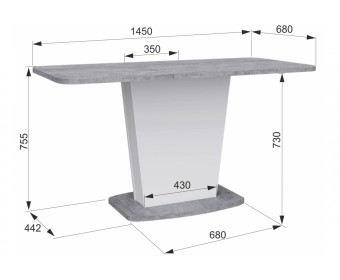 Деревянный стол Комфорт цемент светлый / белый