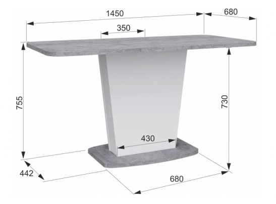 Деревянный стол Комфорт цемент светлый / белый в Кургане