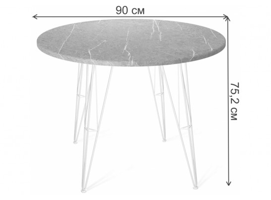 Деревянный стол SHT-TU10/90 белый муар / серый мрамор в Кургане