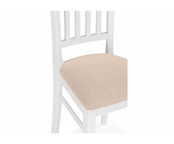 Деревянный стул Фрезино с проножкой бежевый велюр / белый