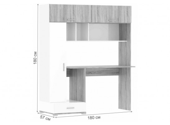 Компьютерный стол Бишоп 1 150х57х180 дуб сонома / белый в Кургане