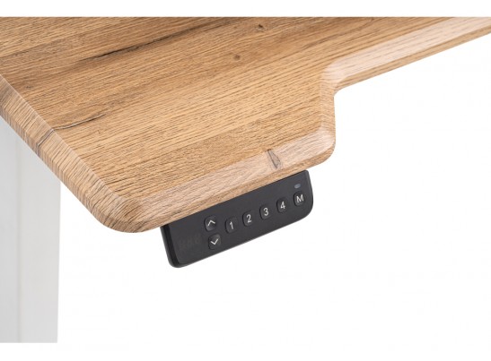 Компьютерный стол Маркос с механизмом подъема 140х80х75 белый / дуб вотан в Кургане