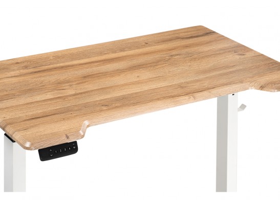 Компьютерный стол Маркос с механизмом подъема 140х80х75 белый / дуб вотан в Кургане