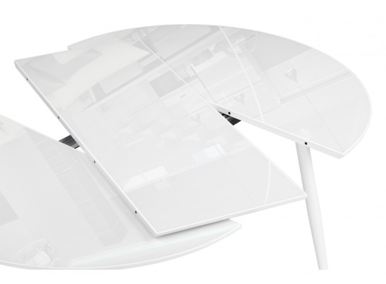 Стеклянный стол Абилин 100(140)х76 ультра белое стекло / белый / белый матовый в Кургане