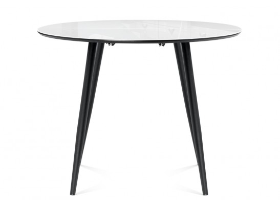 Стеклянный стол Абилин 100(140)х100х76 ультра белое стекло / черный / черный матовый в Кургане