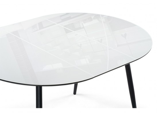 Стеклянный стол Абилин 100(140)х100х76 ультра белое стекло / черный / черный матовый в Кургане