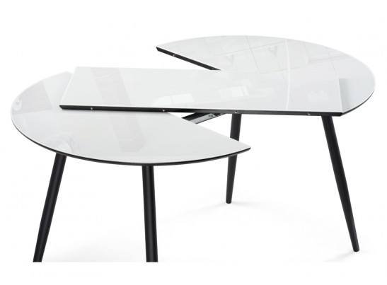 Стеклянный стол Абилин 100(140)х100х76 ультра белое стекло / черный / черный матовый в Кургане