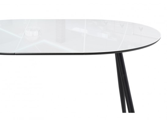 Стеклянный стол Абилин 100(140)х100х76 ультра белое стекло / черный / черный матовый в Кургане