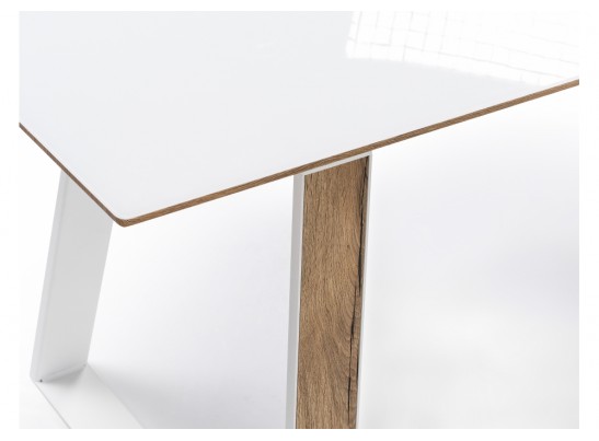 Стеклянный стол Авлида белый / дуб монтана в Кургане