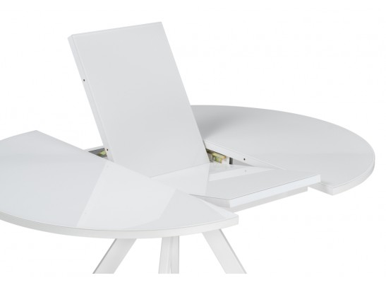 Стеклянный стол Трейси 110(150)х110х77 белый в Кургане