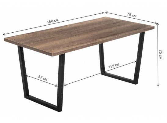 Стол Эльпатия 150 дуб велингтон / черный матовый в Кургане