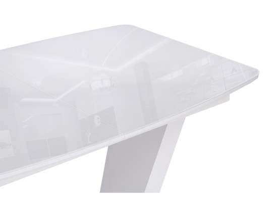 Стол на тумбе Петир 120(160)х80 ультра белый / белый / камень белый в Кургане