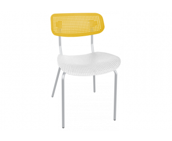Стул на металлокаркасе SHT-S85М желтый / белый / хром лак