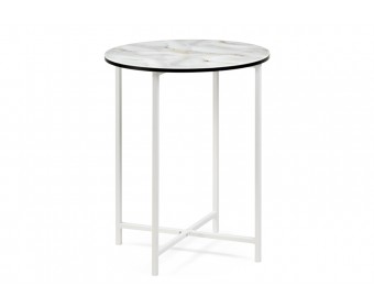 Журнальный столик Манеттия стекло мрамор золото / белый