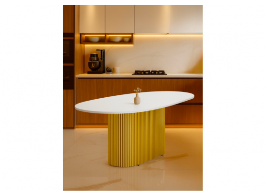 Деревянный стол Барон О 180 х 90 белая пленка шагрень / золотые ноги в Кургане