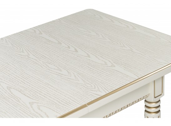Деревянный стол Леджер 130(170)х75х77 слоновая кость / патина золото в Кургане
