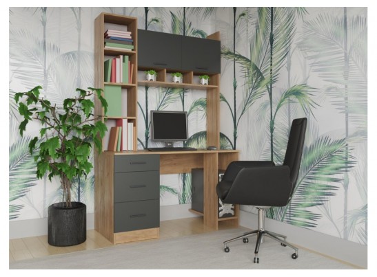 Компьютерный стол Бишоп 5 125х60х197 дуб крафт золотой / антрацит в Кургане