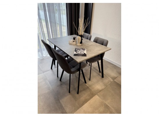 Деревянный стол Кортни 117 (157) x 77 бетон светлый / черный матовый в Кургане