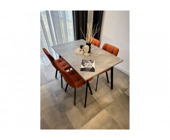 Деревянный стол Кортни 117 (157) x 77 бетон светлый / черный матовый