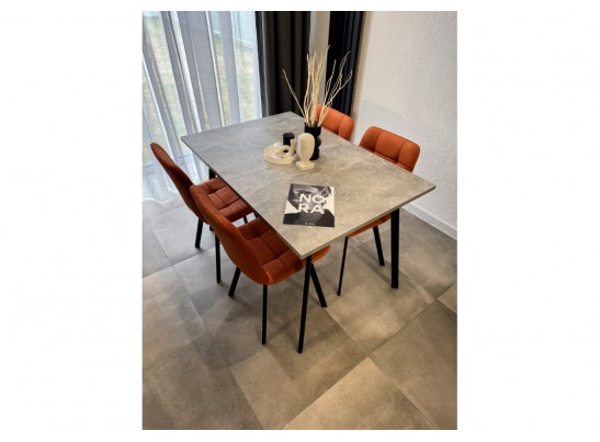 Деревянный стол Кортни 117 (157) x 77 бетон светлый / черный матовый в Кургане