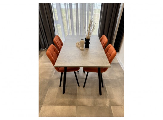 Деревянный стол Кортни 117 (157) x 77 бетон светлый / черный матовый в Кургане