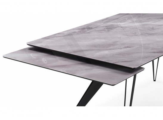Стеклянный стол Дарвин 140(200)х80 серый мрамор / черный в Кургане