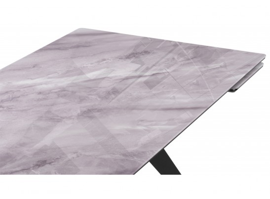 Стеклянный стол Дарвин 140(200)х80 серый мрамор / черный в Кургане