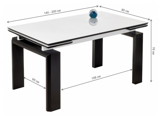 Стеклянный стол Давос белый / венге в Кургане