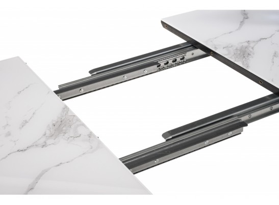 Стеклянный стол Эмма 110(150)x70 белый мрамор / черный в Кургане