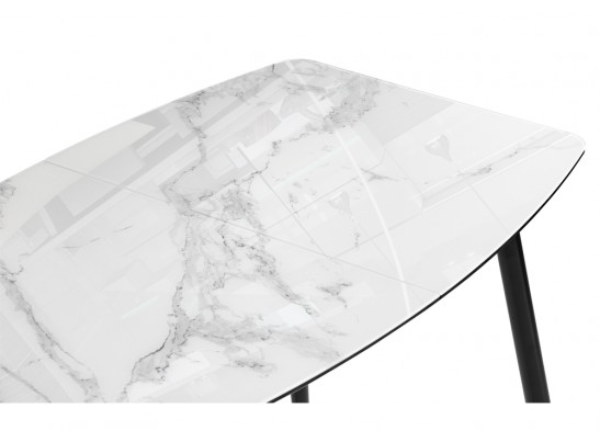 Стеклянный стол Эмма 110(150)x70 белый мрамор / черный в Кургане