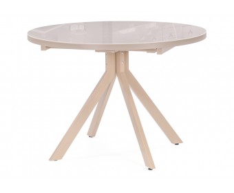 Стеклянный стол Веллор 100(135)х100х78 капучино