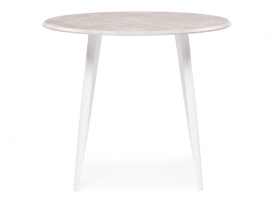 Деревянный стол Абилин 90х76 мрамор светло-серый / белый матовый в Кургане