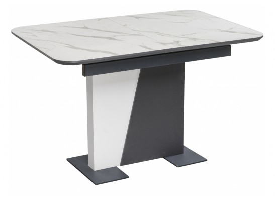 Стол на тумбе Кларк 120(150)х80х76 белый / графит в Кургане